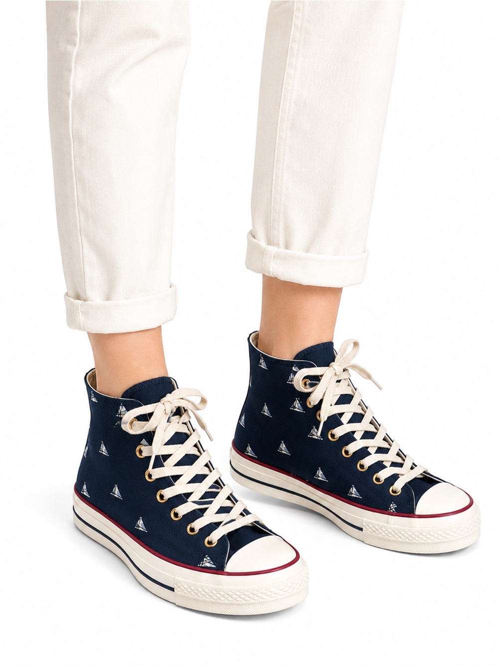 Size 9.5‎ Converse Women’s Chuck 70 Nautical Flag High Top Canvas Sneakers